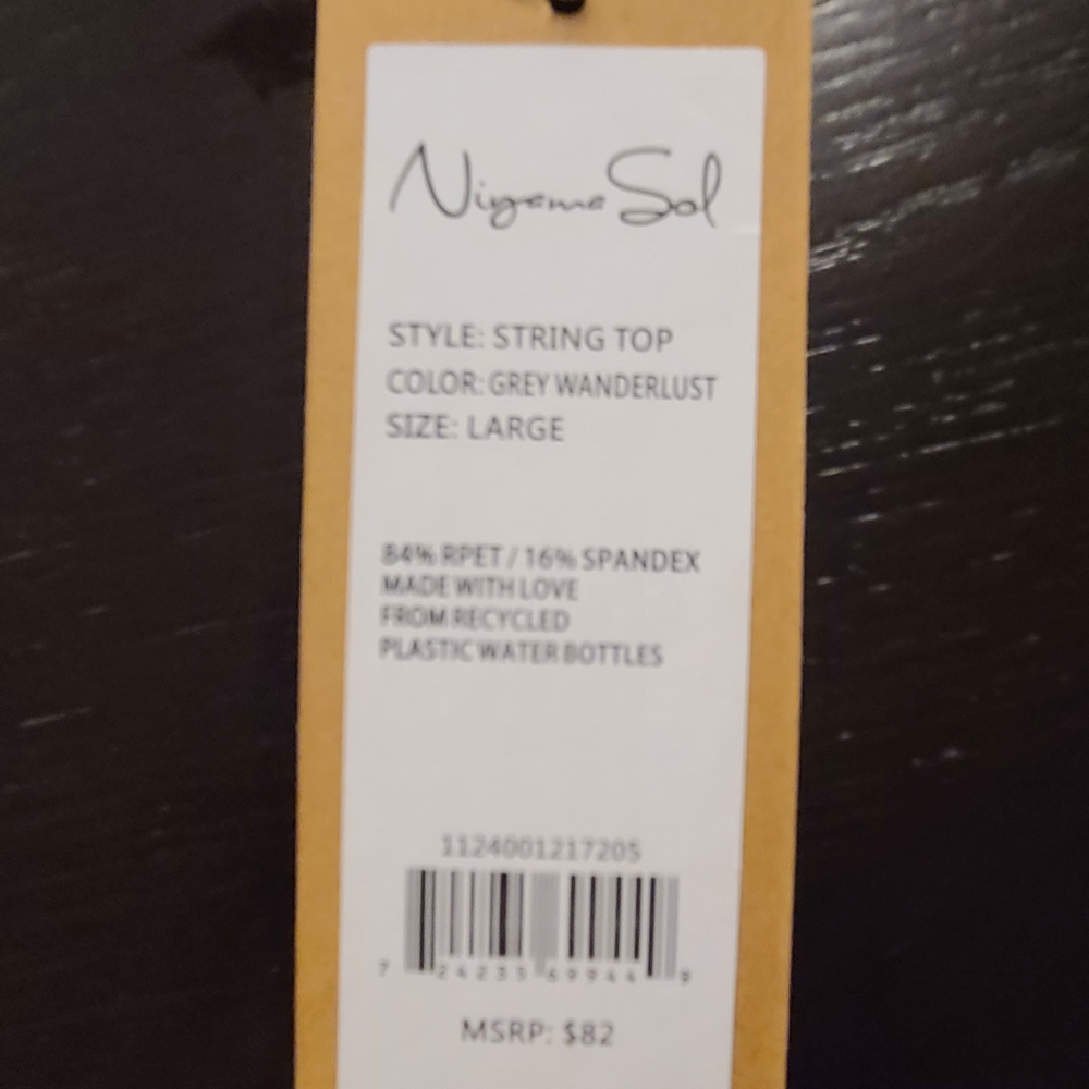 NWT Niyama Sol Triangle Bikini Top, Wanderlust Grey, Large - Picture 4 of 6